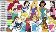 Disney Princess Coloring Book Compilation Cinderella Belle Tiana Jasmine Aurora Anna Elsa Moana Snow