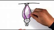 How to Draw a Bat - Hanging Upside Down - Halloween Drawings