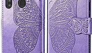 NKECXKJ Galaxy A21 Phone Case, Design for Samxung Galaxy A21 Case with Card Holder Stand Kickstand for Women Girls Boys,Samsunga21 21A Wallet Cute PU Leather Flip Protective Cover 6.5 inch-Purple