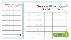 1-10 in Words Trace and Write Worksheet