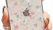 Compatible with iPhone 11 for Women Girls,Cute Clear Sparkly Bling Star Flower Butterfly Pattern Phone Case Glitter Soft Slim Fit Protective Cover for iPhone 11 6.1＂