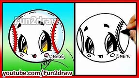 Easy Things to Draw - Cute Baseball Softball - Fun2draw Online Art Lessons