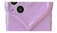 Dhzik Big Heart Phone Case Purple, Cute Aesthetic Preppy Trendy Women Girly Girl Pretty Compatible with iPhone Case (Compatible with iPhone 15 Pro)