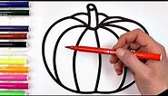 ( Vegetables ) Pumpkin Drawing and Big Marker Rainbow Coloring | Akn Kids House