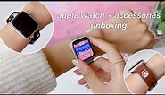 UNBOXING MY NEW APPLE WATCH + CUTE ACCESSORIES | aesthetic apple watch SE 2 silver 40mm small wrist