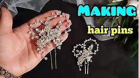 Easy and Elegant Crystal Wedding Hair pins DIY Tutorial for Beginners/hair clips /making crown