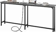 DEPAD 70 Inch Sofa Table with 2 Outlets and 1 Type C Port and 1 USB Port, Behind Couch Table 10.6” D x 70.9” L x 35.4” H, Extra-Long Console Table, Narrow Long Entryway Table - Grey