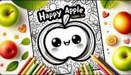 Happy Apple Cartoon Coloring Page | A Bite of Joy with The Coloring Crews