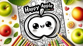 Happy Apple Cartoon Coloring Page | A Bite of Joy with The Coloring Crews