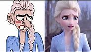 Frozen let it go vs Moana escape the kakamora Drawing meme 👩‍🦰 😆 moana and Elsa funny face memes