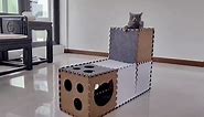 Miscati DIY Transformable Cat Tunnel - Indoor Cat Condo/Cat House Cube, Foldable Cat Hideaway Cave, Multifunctional Scratch Resistant Puzzle Felt Cat Toys for Small Medium Large Cat (Large)