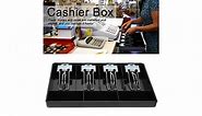 Cash Drawer Register Insert Tray Replacement Cashier with Metal Clip 4 Bills 3 Coins for Petty Cash Money Storage Box(Black)