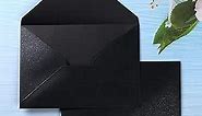 PONATIA 50 Pieces/Pack A7 Envelopes, 5.25 x 7.5'' Black Shiny Envelopes Perfect for 5x7'' Invitation Cards, Weddings Invitations, Photos, greeting Cards, Christmas Gift Cards Envelopes