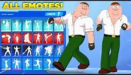 Fortnite PETER GRIFFIN SKIN Showcase with All Fortnite Dances & Emotes! (Family Guy)