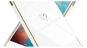 LLZ.COQUE for iPhone 7 Plus Case iPhone 8 Plus Case Women Girls, Cute Heart Electroplated Design, Full Camera Lens Protective Slim Soft TPU Phone Case for for iPhone 7 Plus iPhone 8 Plus, White