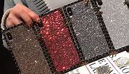 Us Lite Luxury Bling Glitter Case Square Cover for iPhone 11 Pro Max/Red