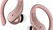Runner 40 - Secure-Fit Wireless Earbuds for Small Ears, Running Bluetooth Earbuds for Women, Rose Gold Deep Bass Wrap Around Earbuds for Small Ear Canals with EarHooks, Light Pink Over the Ear Earbuds