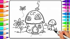 How to Draw a Fairy Garden Step by Step for Kids | Fairy Garden Coloring Pages | Learn to Draw