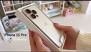 Apple iPhone 15 Pro (Gold) Unboxing 🍎| Aesthetic Review | 2023