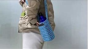 handmade crochet water bottle holder with phone pocket