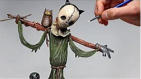 I Made a Spooky Scarecrow Diorama! Polymer Clay Halloween Timelapse Tutorial