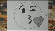 How to draw the kissing emoji 😘 | Kiss emoji drawing step by step | drawing tutorial