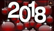 Happy new year 2018 vector poster - Adobe Illustrator cc