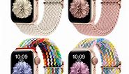 Comvin 4 Pack Braided Solo Loop Bands for Apple Watch 38mm 40mm 41mm Women Men,Elastic Wristbands Stretchy Strap for iWatch Ultra/Ultra 2/SE Series 9 8 7 6 5 4 3 2 1