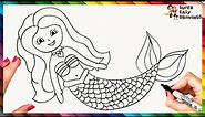 How To Draw A Mermaid Step By Step 🧜‍♀️ Mermaid Drawing Easy