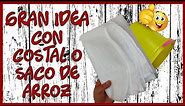 HERMOSA MANUALIDAD CON COSTAL O SACO DE ARROZ - Como reutilizar sacos o costales - Crafts with sacks