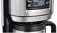 Hamilton Beach 12 Cup Programmable Front-Fill Drip Coffee Maker with Thermal Carafe, Auto Shutoff, 3 Brew Options, Black and Stainless Steel (46391)