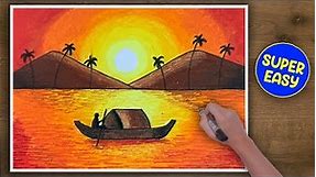 How to Draw "Sunrise" Scenery - Easy step-by-step Drawing Lesson for beginners