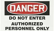 Accuform "Danger Do Not Enter - Authorized Personnel Only" Safety Sign, Plastic, 7 x 10 Inches (MADM140VP),Red/Black on White