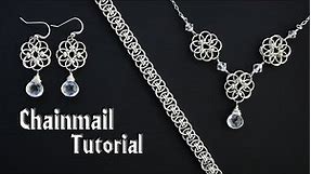 Celtic Helm Weave Chainmail Tutorial - Bracelet / Necklace with Flower Earrings Variant