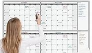 Large Wall Calendar Undated - Dry Erase Calendar for Wall，35.8 '' X 31.8 '' - Four Monthly Dry Erase Reusable Wall Planner - Includes 8 Sticker Dots and 5 Markers