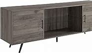 Walker Edison Saxon Mid Century Modern 2 Door Glass Shelf TV Stand for TVs up to 80 Inches, 70 Inch, Grey