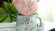 Mr Right Mrs Always Right Couple Coffee Mugs- Wedding Gifts Bridal Shower Anniversary Engagement Gifts for Couple - Bride and Groom Newlyweds Married Couples Ceramic Marble Mugs Set (13.2 oz )