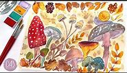 How I Paint a Whimsical Mushroom Forest - Step by Step Watercolor Tutorial for Beginners to Enjoy
