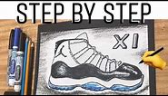 How to Draw the Air Jordan 11 XI - Step by Step TUTORIAL easy how to draw shoes 👌✍️ #mrschuettesart