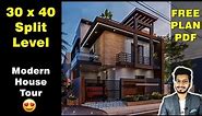 30X40 Split Level House Design | Modern VILLA of 135 Gaj with Beautiful Interior design|| DV Studio