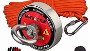 MUTUACTOR Fishing Magnets 400lbs,Strong Retrieval Magnet with 65Ft Durable Rope,Powerful Magnets for Fishing and Magnetic Recovery Salvage
