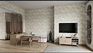 Luxe Collection Marble Heavyweight Vinyl Wallpaper Cream / Gold World of Wallpaper WOW089-3D Room