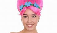 HPO Colorful Pointy Princess Troll Cosplay Wig with Blue Flower Crown | Capless Cap Design to fit all head | Halloween Costume