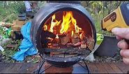 Pizza in a Chiminea on a granite slab