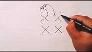 How To Draw An Eagle With 4×4 Dots Easy | How to draw a bald Eagle (flying) easy step by step