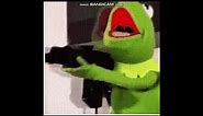 Kermit the frog shooting an ak-47 with awseome sound effects