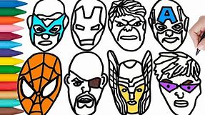 Avengers Faces Mask | Coloring Page