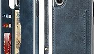 iCoverCase iPhone Xs Max Wallet Case, iPhone Xs Max Case with Card Slots Holder and Wrist Strap PU Leather Kickstand Double Magnetic Clasp Shockproof Cover Case 6.5 Inch (Blue)