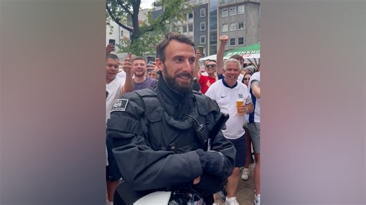 Gareth Southgate lookalike cop serenaded by England fans