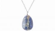 Natural Lapis Lazuli Gemstone Egg Necklace, Energy Healing Crystals, Gift for Her, Birthday, Gemstone Jewelry 18 inch (Lapis Lazuli)
